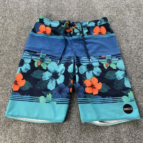 O’Neill Hyperfreak Mens Board Shorts Swim Trunks Surfing Blue Floral Size 29 - Picture 1 of 16